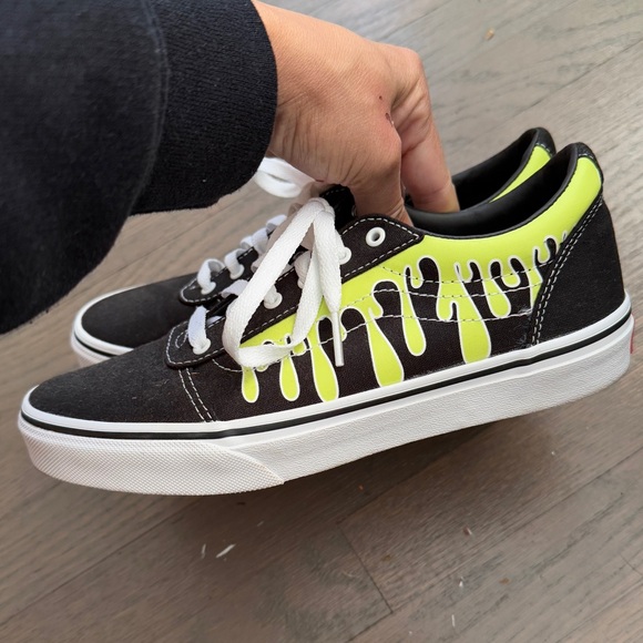 Vans kid’s ward drip slime glow sneakers size 5Y 6.5W - Picture 4 of 9